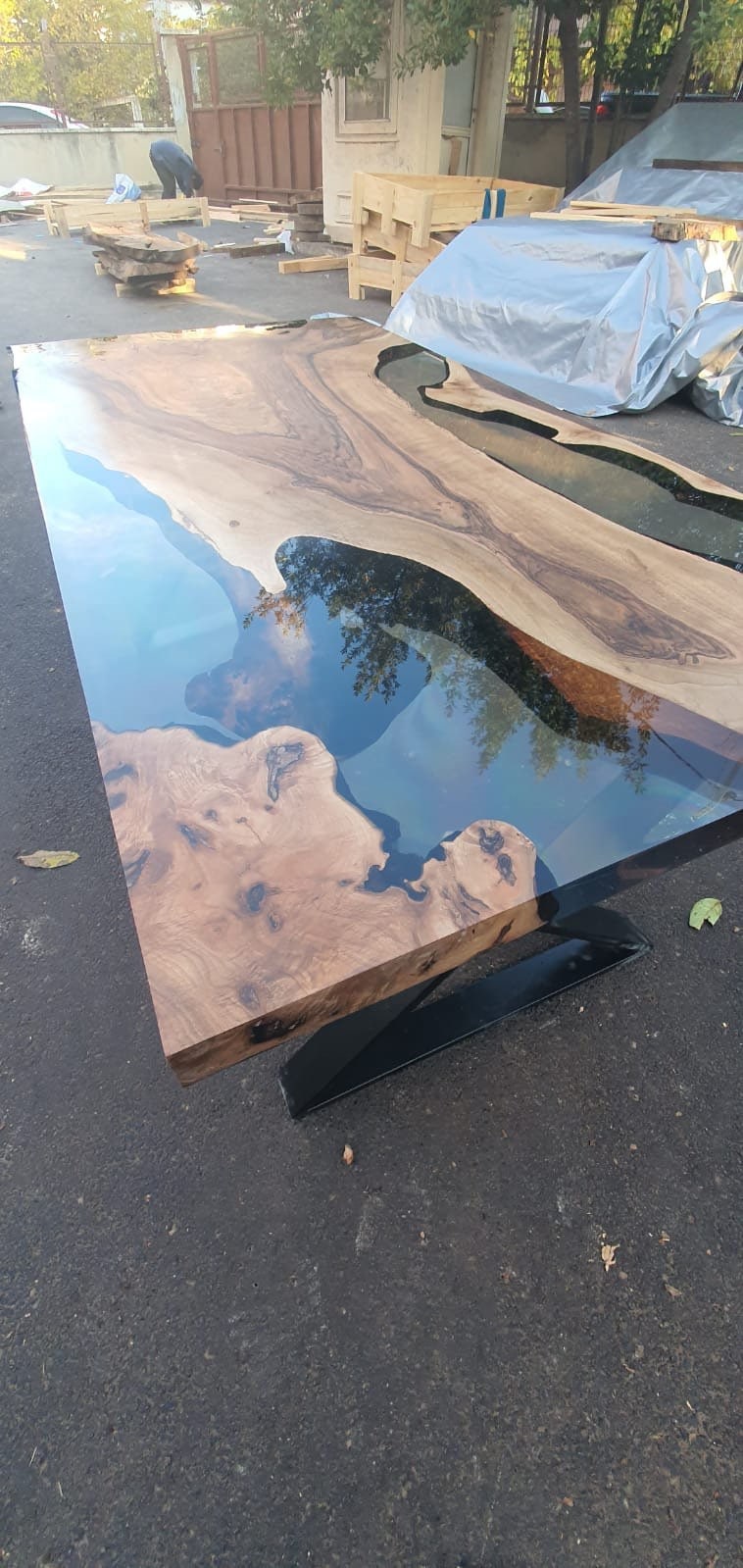 Handmade Epoxy Table, Live Edge Table, Custom 72" x 36" Table, Epoxy Walnut Wood Smokey Gray Epoxy Resin Table, Custom Order for Tina Isa