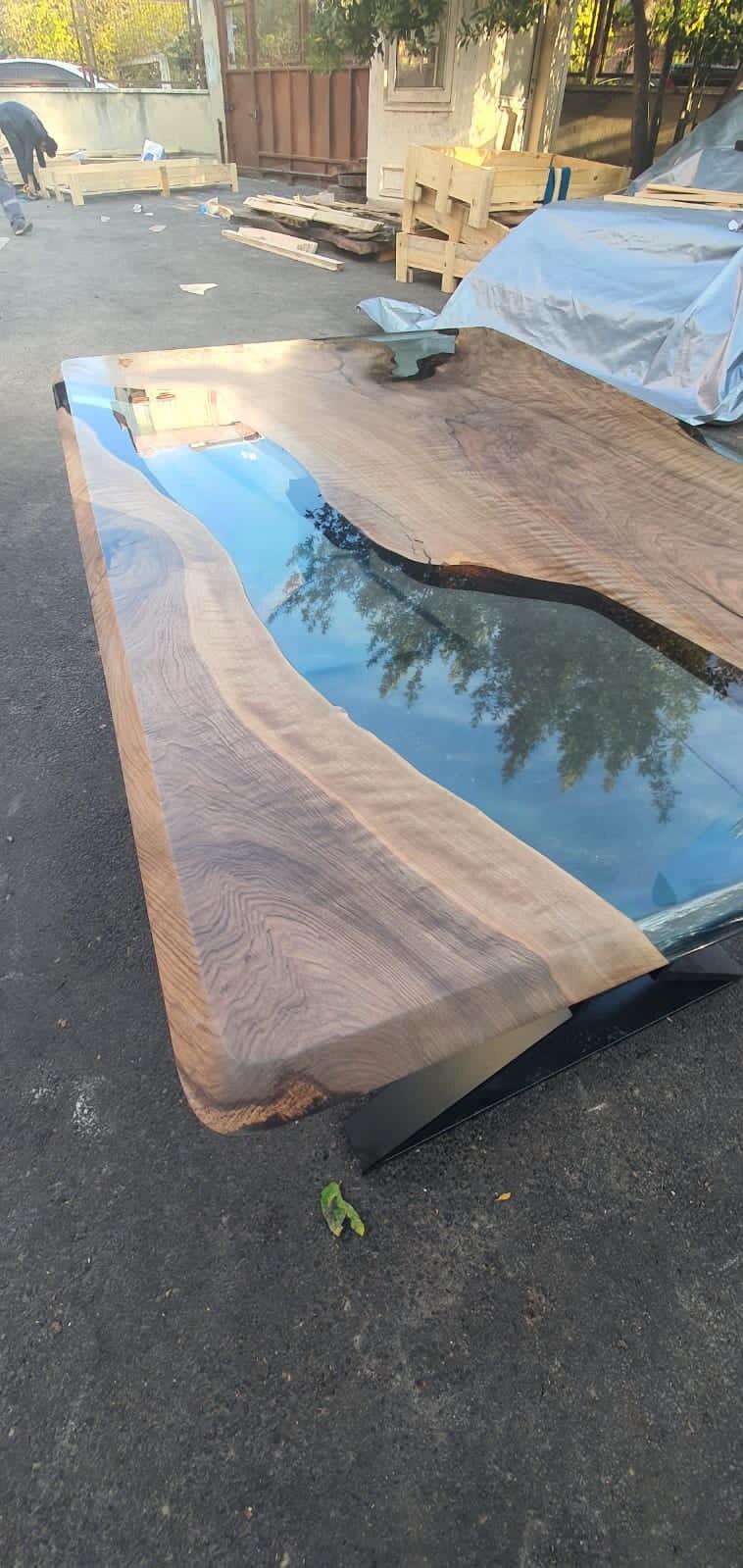 Walnut Dining Table, Custom 60" x 42” Walnut Clear Epoxy Table, River Dining Table, Wooden Table, CustomOrder for GREG