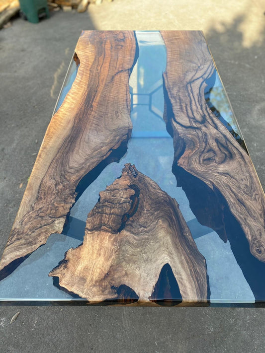 Handmade Epoxy Table, Walnut Dining Table, Live Edge Table, Epoxy Resin Table, Custom 78” x 40” Table, Clear Epoxy Table, Order for Victor