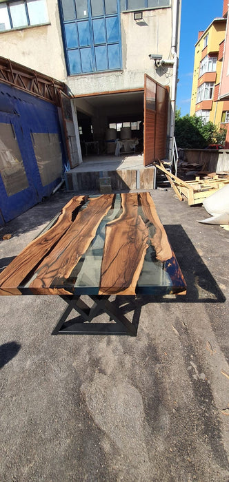 Wooden Table, Handmade Epoxy Table, Custom 72" x 36" Walnut Table, Clear Epoxy Table,  River Table, Made to Order for Katie P