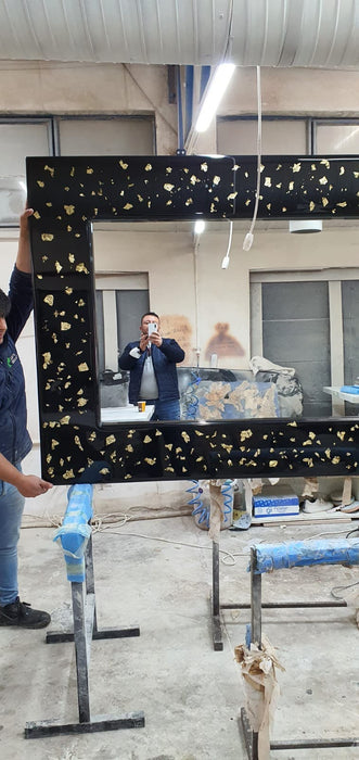 Epoxy Mirror, Custom 84” x 54" Gold Leaf. Mirror, Black Epoxy Mirror, Custom Order for Evyn