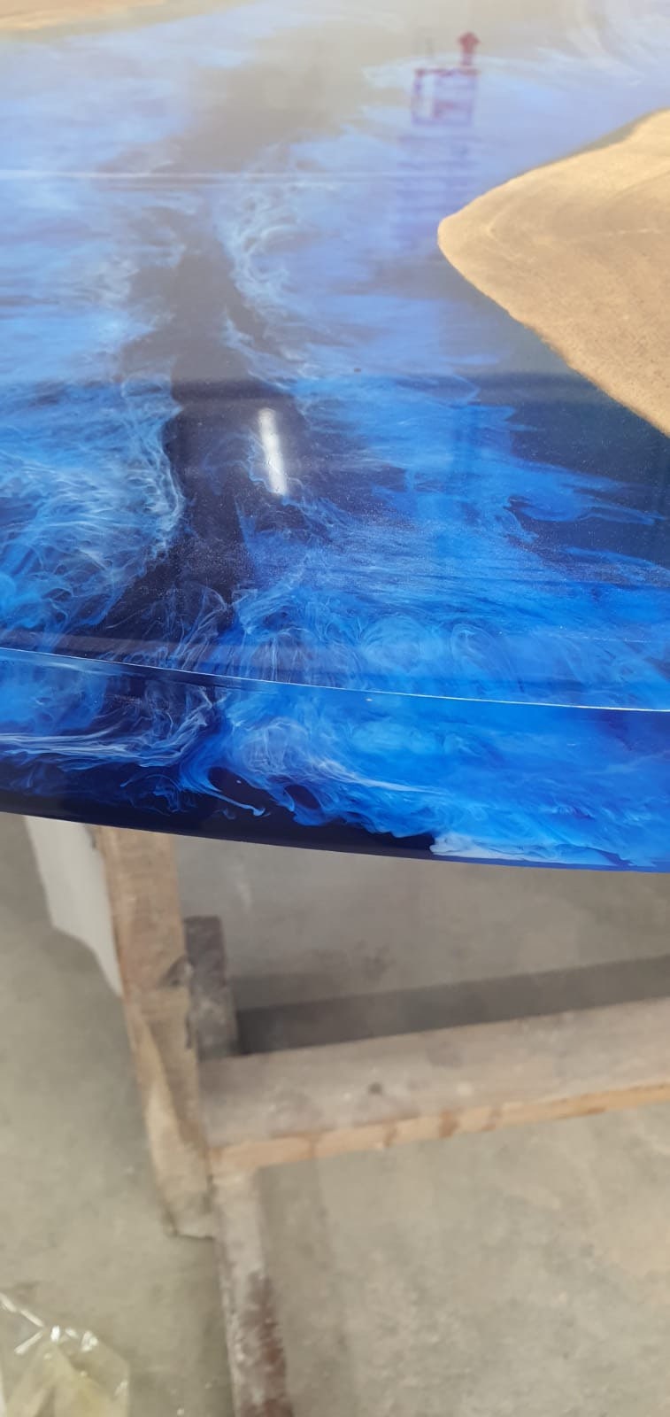 Round Dining Table, Epoxy Blue Resin Table, Custom 72” Diameter Round Walnut Wood Table, Blue Epoxy Dining Table, Custom Order for Peter