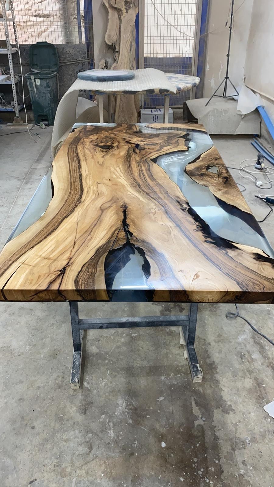 Live Edge Table, Epoxy Table, Epoxy Dining Table, Epoxy Resin Table, Custom 84” x 42” Walnut Smoke Gray Table, River Table Order for Nadia