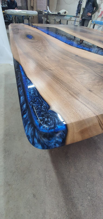 Live Edge Table, Custom 72” x 48” Walnut Metallic Blue Table, Epoxy River Dining Table, River Table, Epoxy Resin Table, Order for Alex W