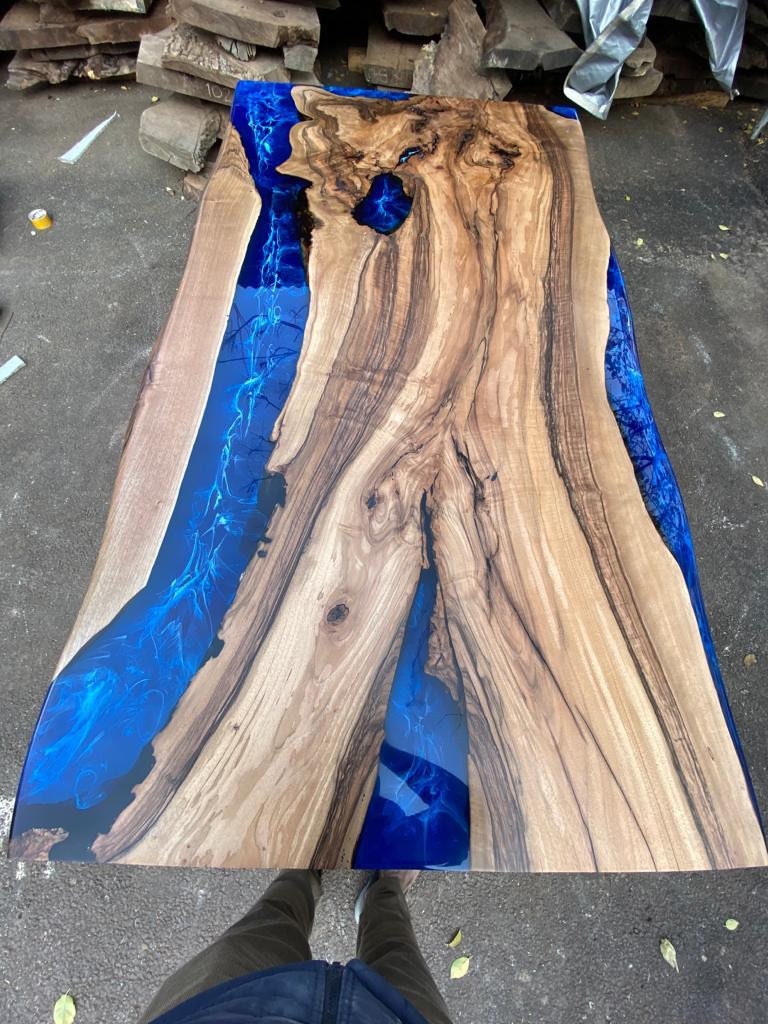 Walnut Dining Table, Custom 72” x 40” Walnut Blue Table, Epoxy River Table, Epoxy Dining Table, River Table, Live Edge Table, Order for Dave