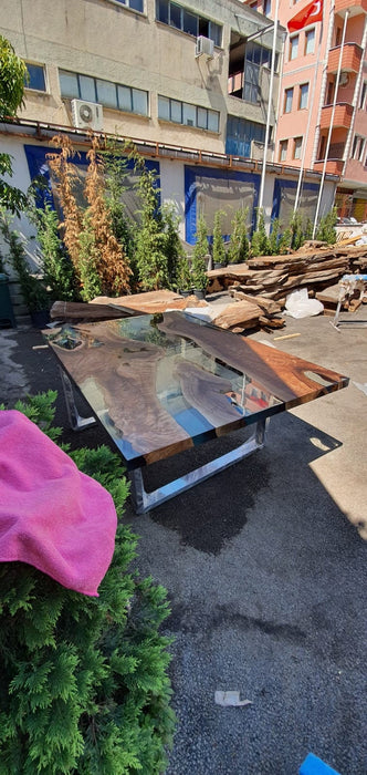 Epoxy Resin River Table, Custom 72" x 51" Walnut Table, Clear Epoxy Table, River Table, Handmade Epoxy Table, Custom  Order for Dana