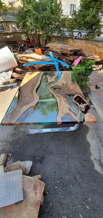 Epoxy Resin River Table, Custom 72" x 51" Walnut Table, Clear Epoxy Table, River Table, Handmade Epoxy Table, Custom  Order for Dana