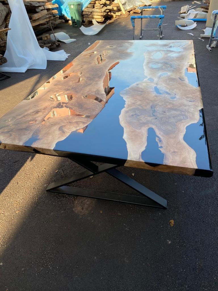 Custom Epoxy Resin Table, Custom 115” x 60” Walnut Black Table, Epoxy Dining Table, Beautiful Epoxy Table, Resin Table Order for Rachel S