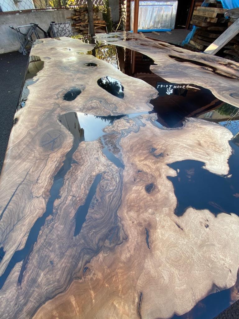 Custom Epoxy Resin Table, Custom 115” x 60” Walnut Black Table, Epoxy Dining Table, Beautiful Epoxy Table, Resin Table Order for Rachel S