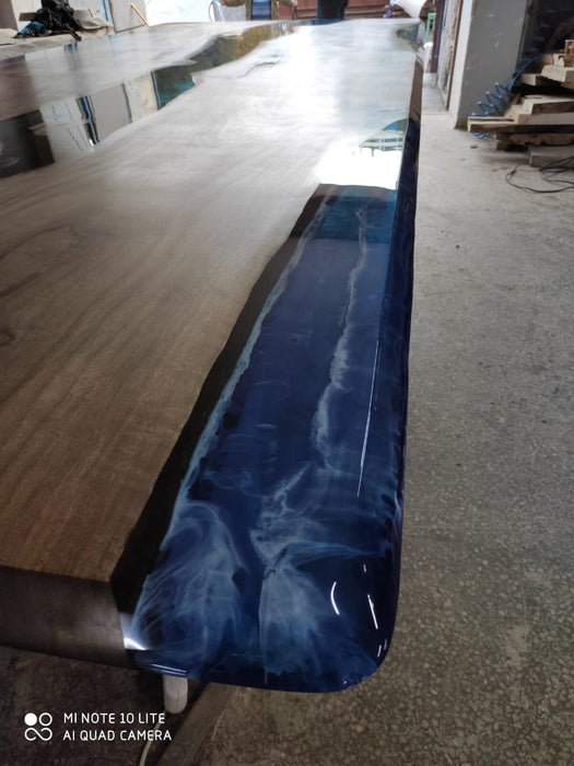 Live Edge Table, River Table, Custom 156” x 65” Walnut Blue Epoxy Table, Epoxy River Dining Table (2 of 3), Custom Order for Karin and Dave