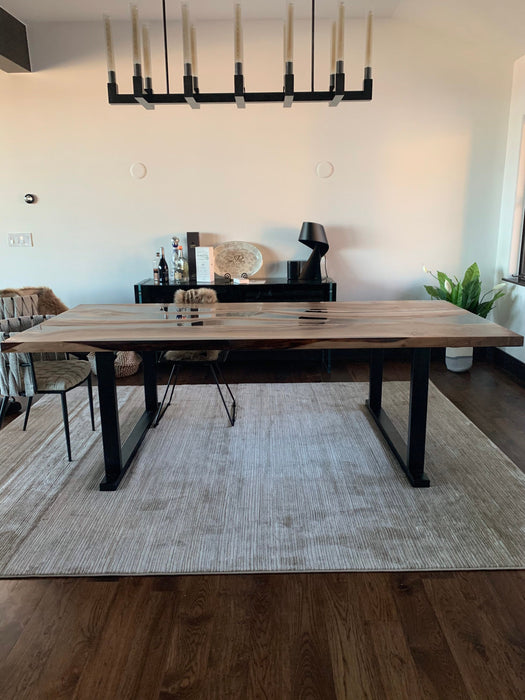 Walnut Dining Table, River Table, Live Edge Table, Custom 96” x 44” Walnut Smokey Gray Table, Epoxy Dining Table, Order for Nicole R