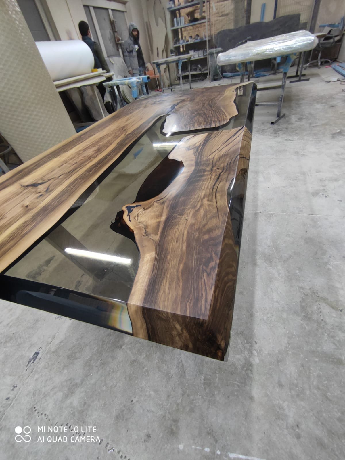 Handmade Epoxy Table, River Table, Custom 80” x 40” Walnut Smokey Gray Table, Epoxy River Dining Table, Live Edge Table, Order for Nghia