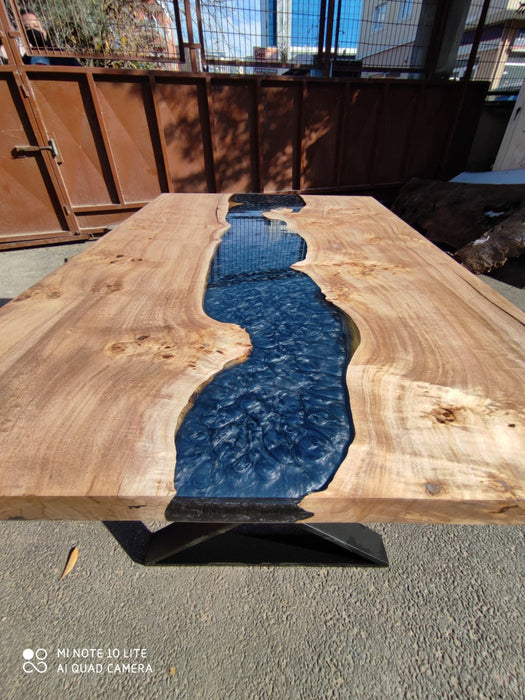 Poplar Dining Table, Clear Epoxy Table, River Table, Custom 54” x 36” Poplar Wood Metallic Black Table, Custom Order for Jeffrey