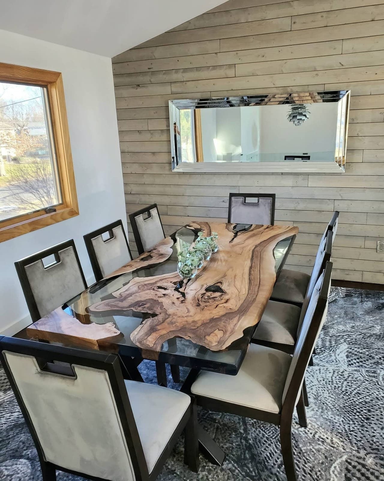 Live Edge Table, Epoxy Table, Epoxy Dining Table, Epoxy Resin Table, Custom 84” x 42” Walnut Smoke Gray Table, River Table Order for Nadia