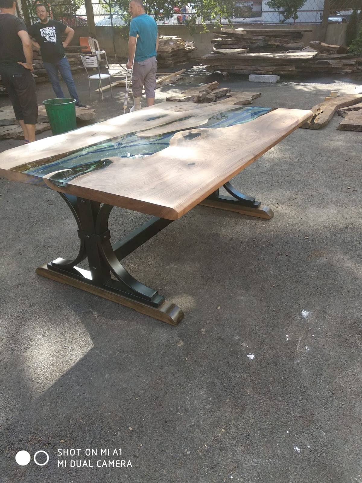 Handmade Epoxy Table, River Table, Custom 72" x 51" Walnut Blue, Turquoise, Clear Epoxy Table, River Table, Order for Gail