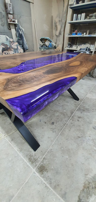 Walnut Dining Table, Epoxy Dining Table, Epoxy Resin Table, Live Edge Table, River Table, Custom 60”x 48” Wooden Table for Amber A