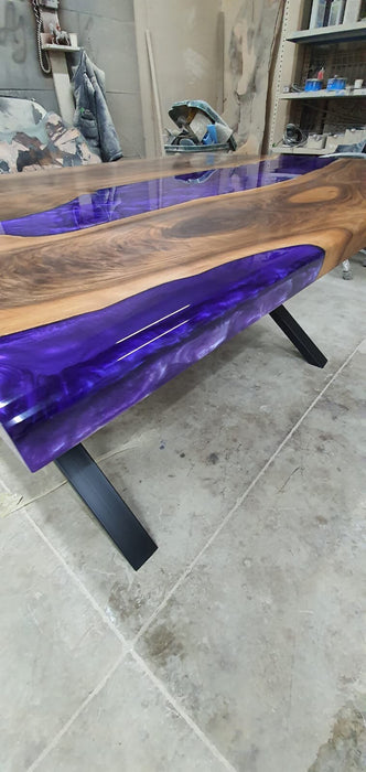 Walnut Dining Table, Epoxy Dining Table, Epoxy Resin Table, Live Edge Table, River Table, Custom 60”x 48” Wooden Table for Amber A