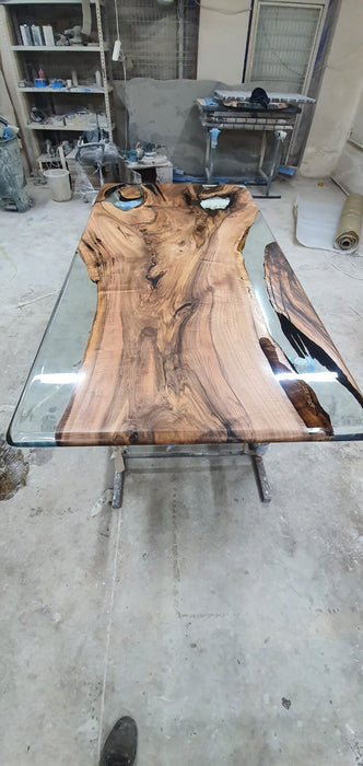 Clear Epoxy, Wooden Table, Epoxy Dining Table, Custom 86" x 44" Walnut Table, Clear Epoxy River Table, Custom Order for Lauren