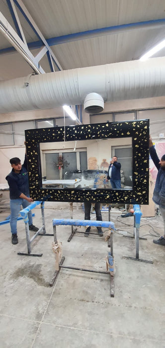 Epoxy Mirror, Custom 84” x 54" Gold Leaf. Mirror, Black Epoxy Mirror, Custom Order for Evyn