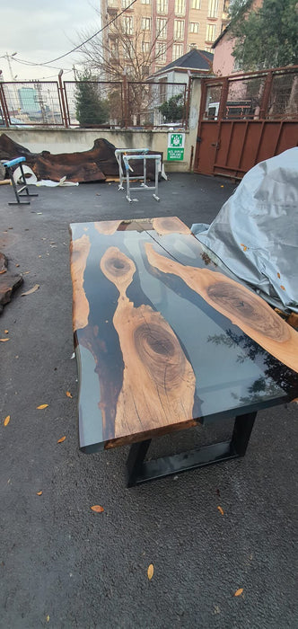 Epoxy Dining Table, Walnut Dining Table, Custom 67” x 35” Walnut Table, Clear Epoxy River Dining Table, Walnut Epoxy Table, Order for Sayumi