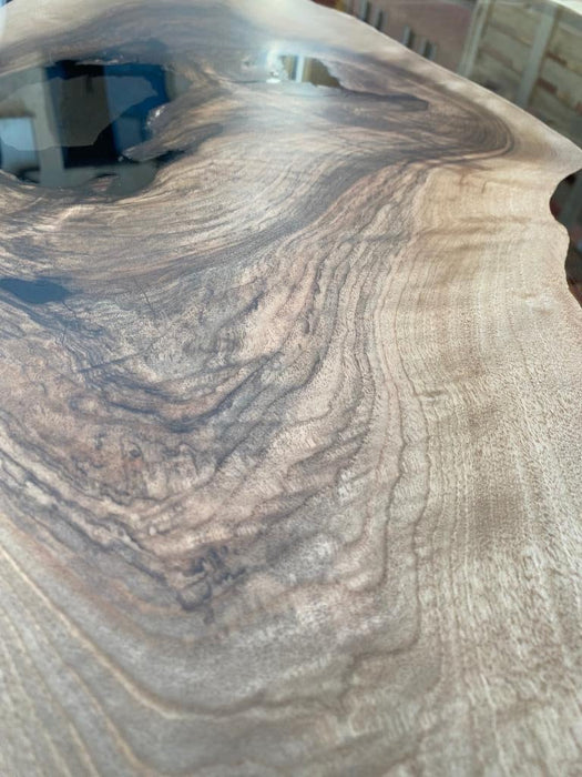 Epoxy Table, Epoxy Dining Table, Walnut Epoxy Table, Custom 65" x 36" Walnut Smokey Gray Epoxy River Table Order for Olena