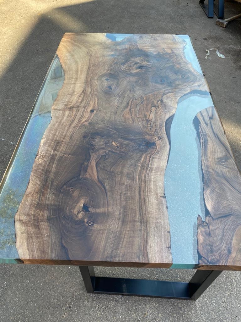 Walnut Dining Table, Custom 65" x 36" Walnut Table, Live Edge Table, River Table, Clear Epoxy River Table, Clear Epoxy Table, Custom Order E