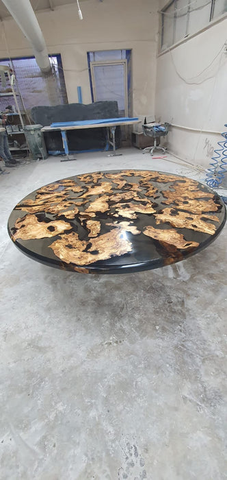 Olive Wood Epoxy Table, Olive Wood Coffee Table, Custom 65” Diameter Round Olive Wood Table, Epoxy Dining Table, Custom Order for Dana