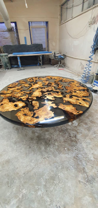 Olive Wood Epoxy Table, Olive Wood Coffee Table, Custom 65” Diameter Round Olive Wood Table, Epoxy Dining Table, Custom Order for Dana