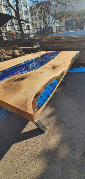 Walnut Dining Table, Custom 70” x 36” Walnut Blue Epoxy with Ocean Wawes Table, Epoxy River Dining Table, Live Edge Table, Order for Bruce