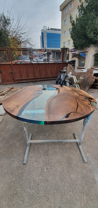 Round Dining Table, Custom 48” Diameter Round Table, Walnut Wood Clear Table, Clear Epoxy Table, Live Edge Table, Custom Order for Gernot