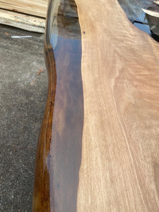 Walnut Dining Table, Live Edge Table, Custom 78” x 40” Walnut Smokey Gray Table, Epoxy River Table, Custom  Order for Kari W