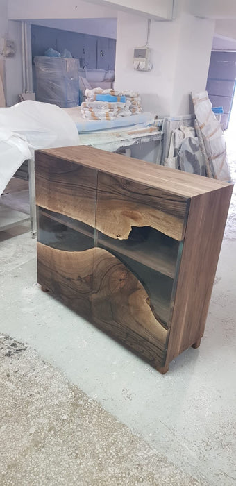 Made to Order Custom Wood Epoxy Resin Credenza, Walnut Epoxy Accent Cabinet, Epoxy Console Table, Epoxy Server, Epoxy Buffet, Epoxy Credenza