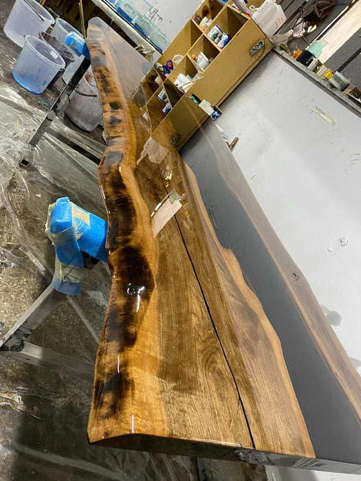 Walnut Dining Table, Custom 96” x 42” Unique Epoxy River Table, Live Edge Dining Table, Epoxy Resin Table for Karen D