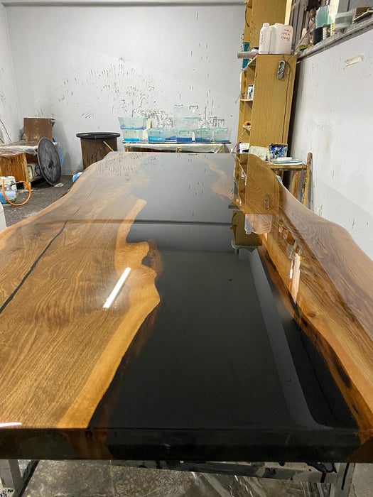 Walnut Dining Table, Custom 96” x 42” Unique Epoxy River Table, Live Edge Dining Table, Epoxy Resin Table for Karen D