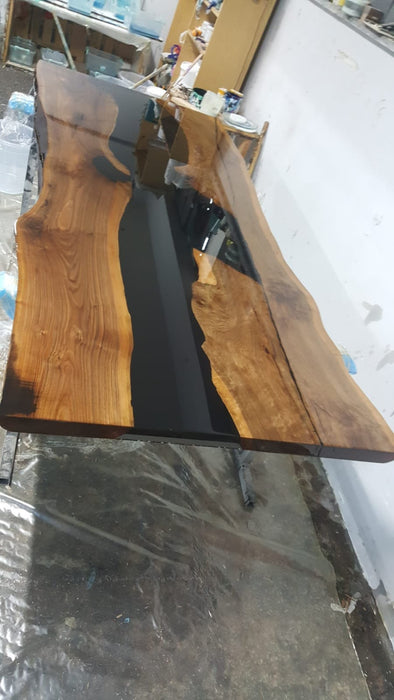 Walnut Dining Table, Custom 96” x 42” Unique Epoxy River Table, Live Edge Dining Table, Epoxy Resin Table for Karen D