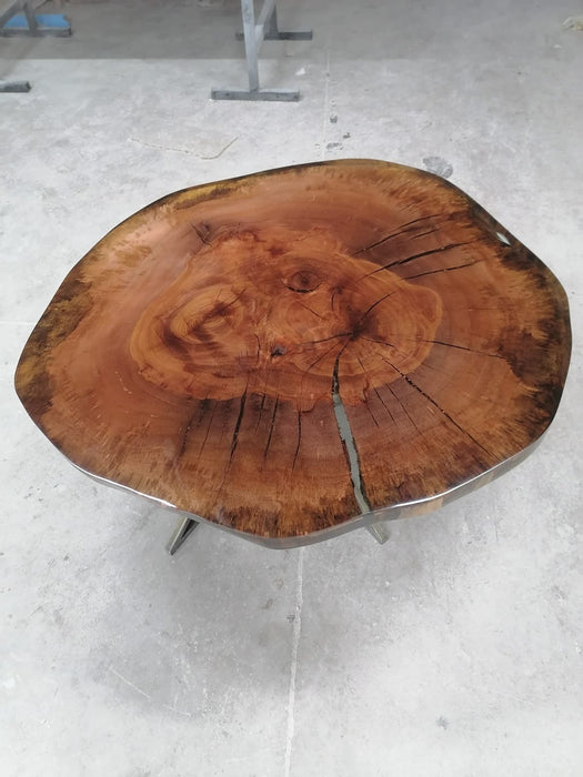 Round Dining Table, Handmade Epoxy Table, Epoxy Coffee Table, Custom 36" Round Walnut Shiny Clear Coffee Table. Order for Pascal and Ori