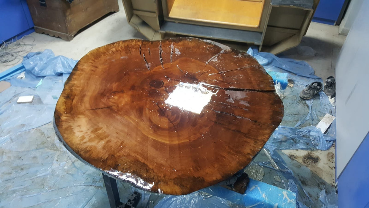 Round Dining Table, Handmade Epoxy Table, Epoxy Coffee Table, Custom 36" Round Walnut Shiny Clear Coffee Table. Order for Pascal and Ori