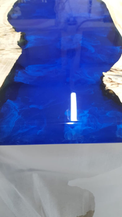 Ocean Table, Poplar Table, Live Edge Table, Custom 54” x 24” Poplar Blue Epoxy Table, Epoxy Resin Table, River Table, Custom Order for Liz