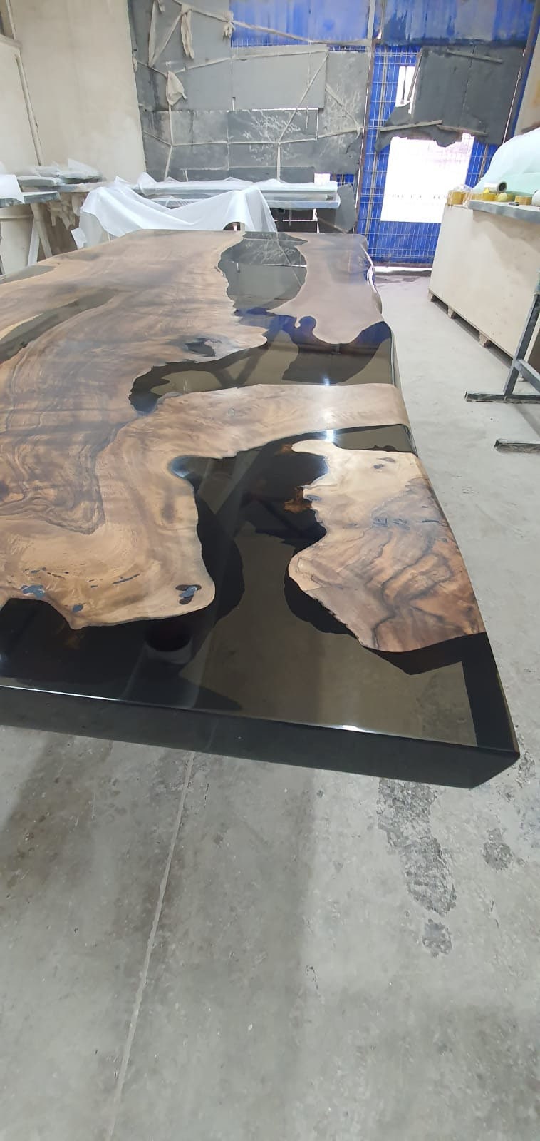 Handmade Epoxy Table, Clear Epoxy Table, Custom 96” x 40” Walnut Smokey Gray Table, Epoxy River Table, Custom Order for Abbi