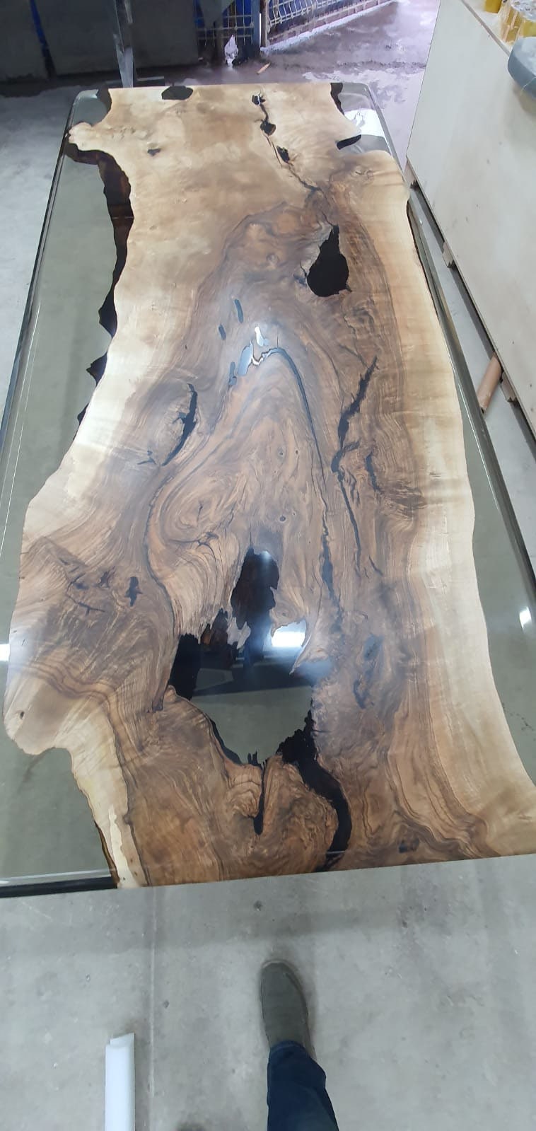 Handmade Epoxy Table, River Table, Live Edge Table, Custom 90” x 40” Walnut Smokey Gray Table, Epoxy River Table, Custom Order for Jane