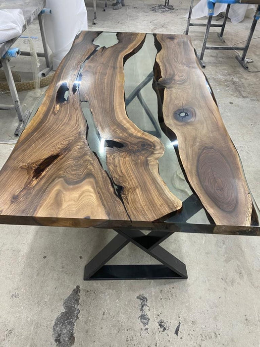 Live Edge Table, Epoxy Dining Table, Epoxy Resin Table, Custom 78” x 38” Walnut Table, Epoxy River Table, Custom Order for Praveen