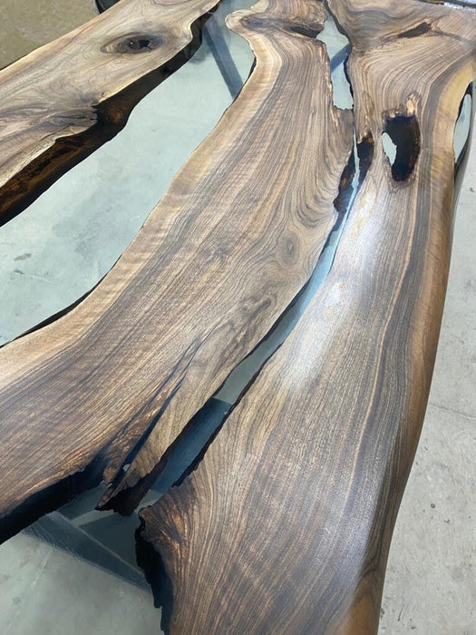 Live Edge Table, Epoxy Dining Table, Epoxy Resin Table, Custom 78” x 38” Walnut Table, Epoxy River Table, Custom Order for Praveen