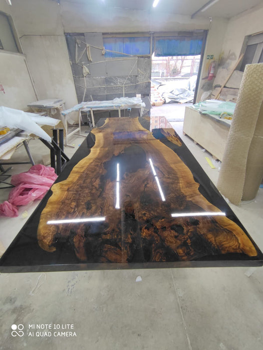 Walnut Dining Table, Custom 108” x 48” Walnut Black Table, Live Edge Table, Epoxy Dining Table, Custom Order for Courtney