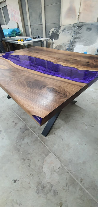 Walnut Dining Table, Epoxy Dining Table, Epoxy Resin Table, Live Edge Table, River Table, Custom 60”x 48” Wooden Table for Amber A