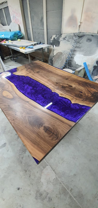 Walnut Dining Table, Epoxy Dining Table, Epoxy Resin Table, Live Edge Table, River Table, Custom 60”x 48” Wooden Table for Amber A