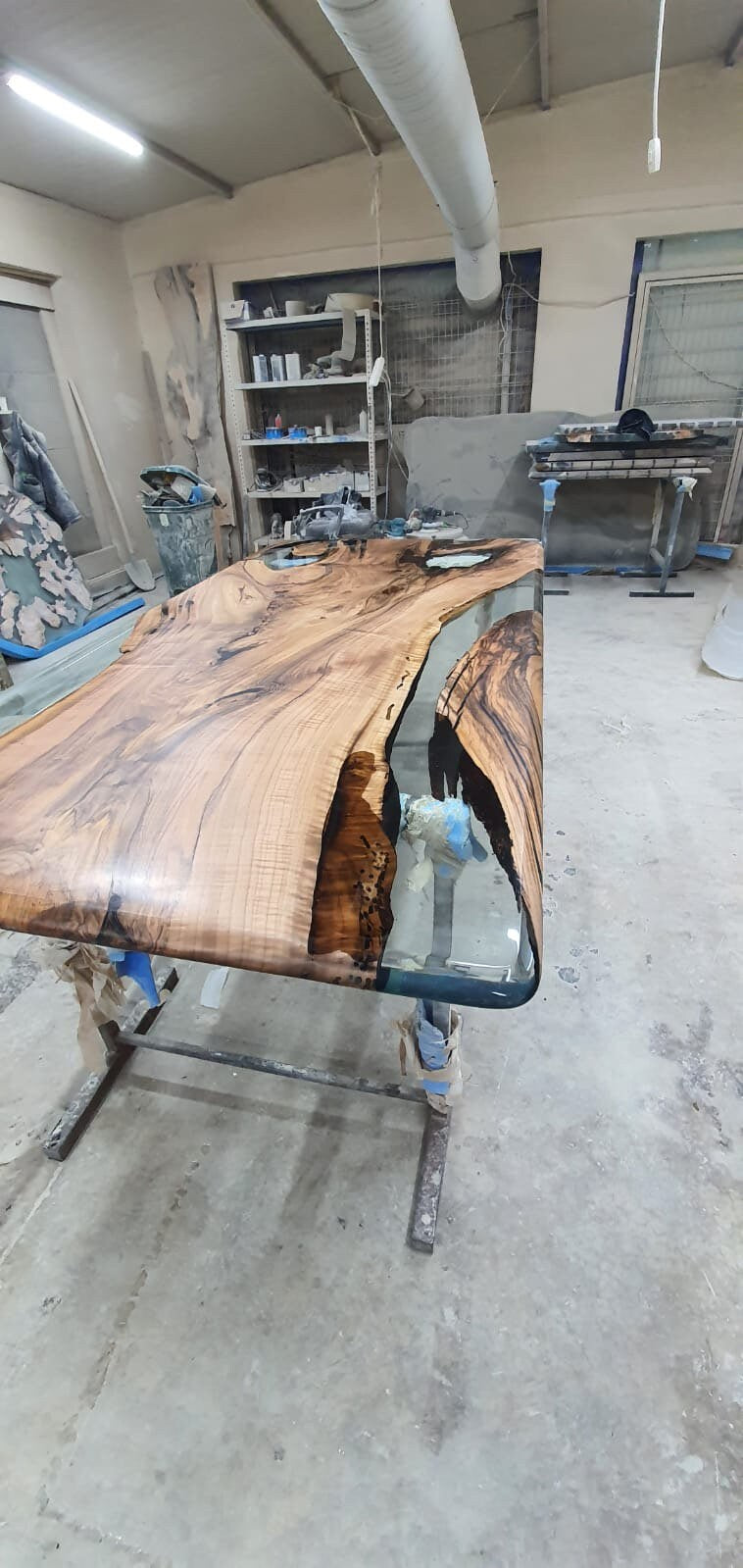 Clear Epoxy, Wooden Table, Epoxy Dining Table, Custom 86" x 44" Walnut Table, Clear Epoxy River Table, Custom Order for Lauren