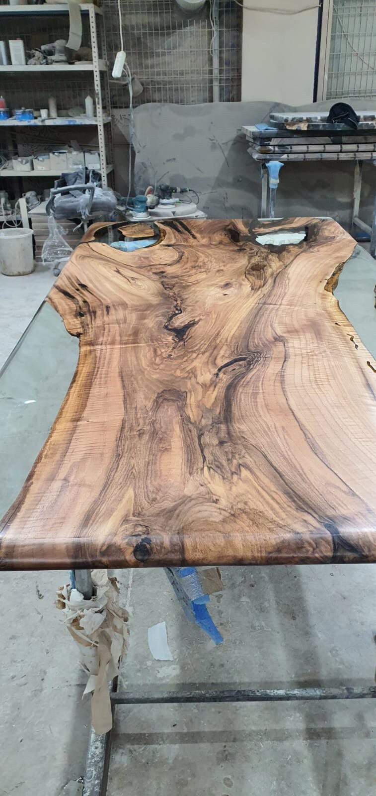 Clear Epoxy, Wooden Table, Epoxy Dining Table, Custom 86" x 44" Walnut Table, Clear Epoxy River Table, Custom Order for Lauren