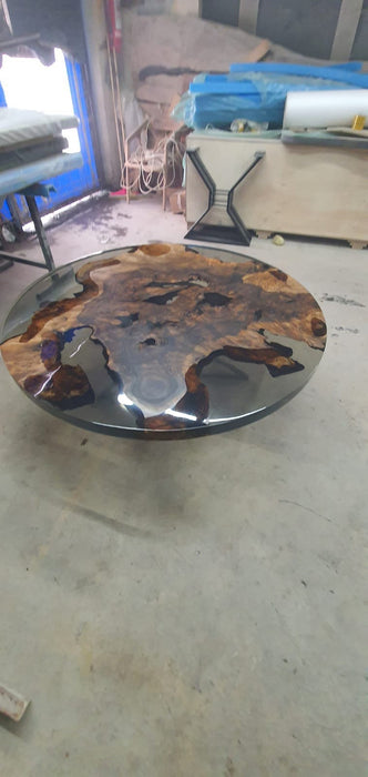 Epoxy Coffee Table, Walnut Coffee Table, Custom 50” Diameter Round Table, Walnut Wood Smokey Gray Table, Epoxy Table, Order for Chandreka