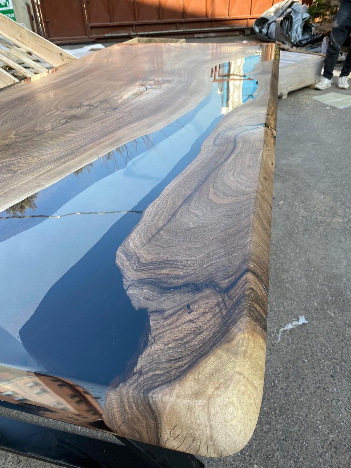 Walnut Dining Table, River Table, Custom 90” x 40” Walnut Smokey Gray Table, Epoxy River Dining Table, River Table, Order for Amanda