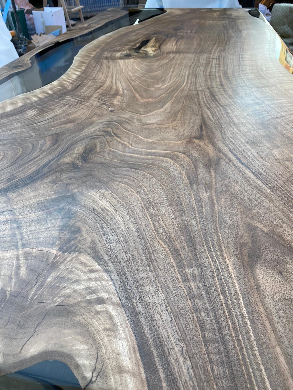 Walnut Dining Table, River Table, Custom 90” x 40” Walnut Smokey Gray Table, Epoxy River Dining Table, River Table, Order for Amanda